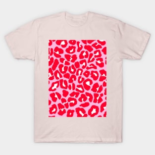 Pink and Red Leopard Print, Large Spots T-Shirt